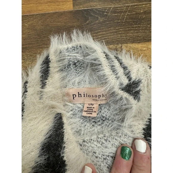 Philosophy Sweater WomenSize Large Striped Long Sleeve Soft Knit Pullover NWOT - Picture 4 of 8